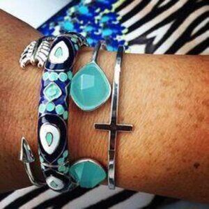 💜 Stella & Dot Aqua Serenity Stone Cuff Bracelet